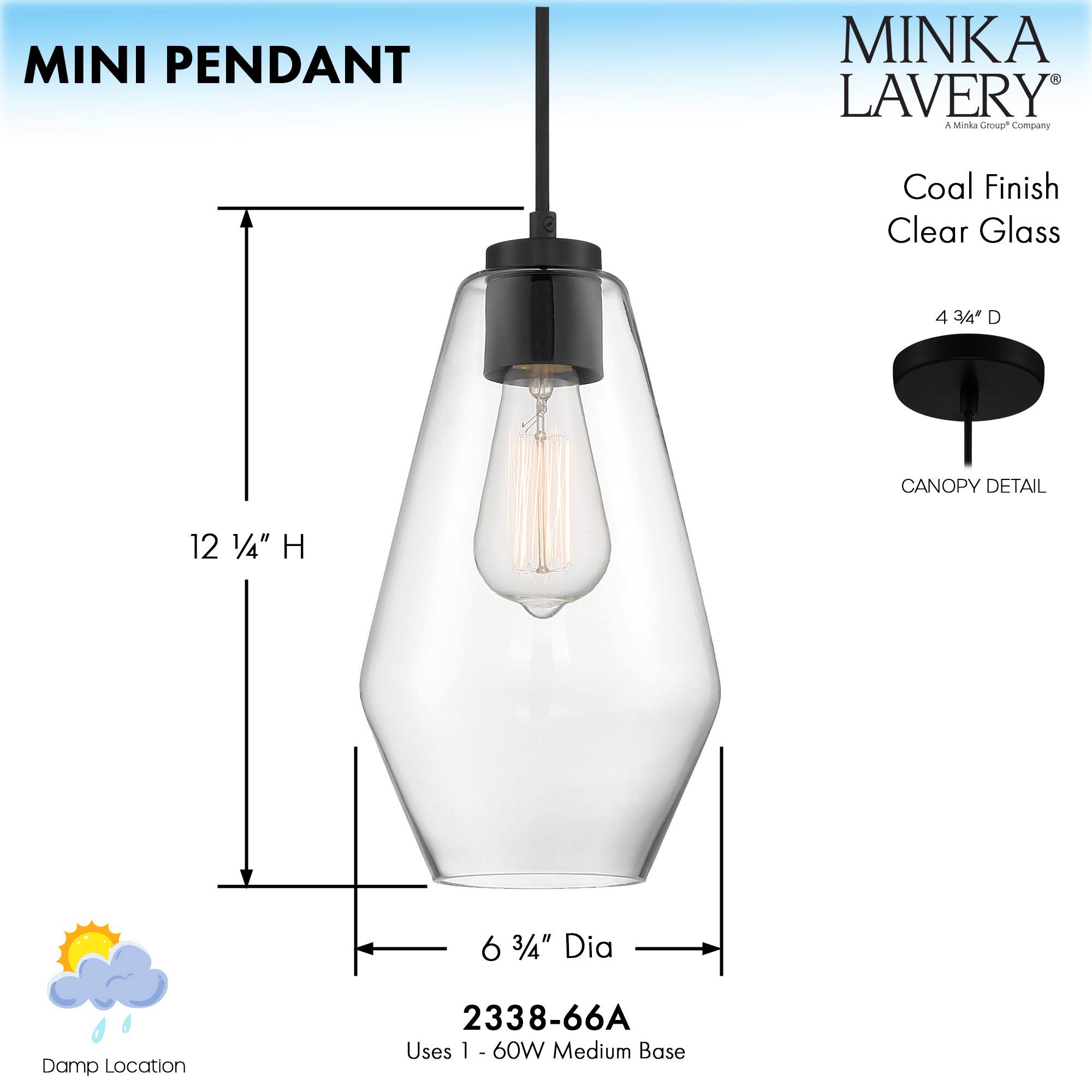 Clarity - 1 Light Pendant <!--MLMiniPendant-->