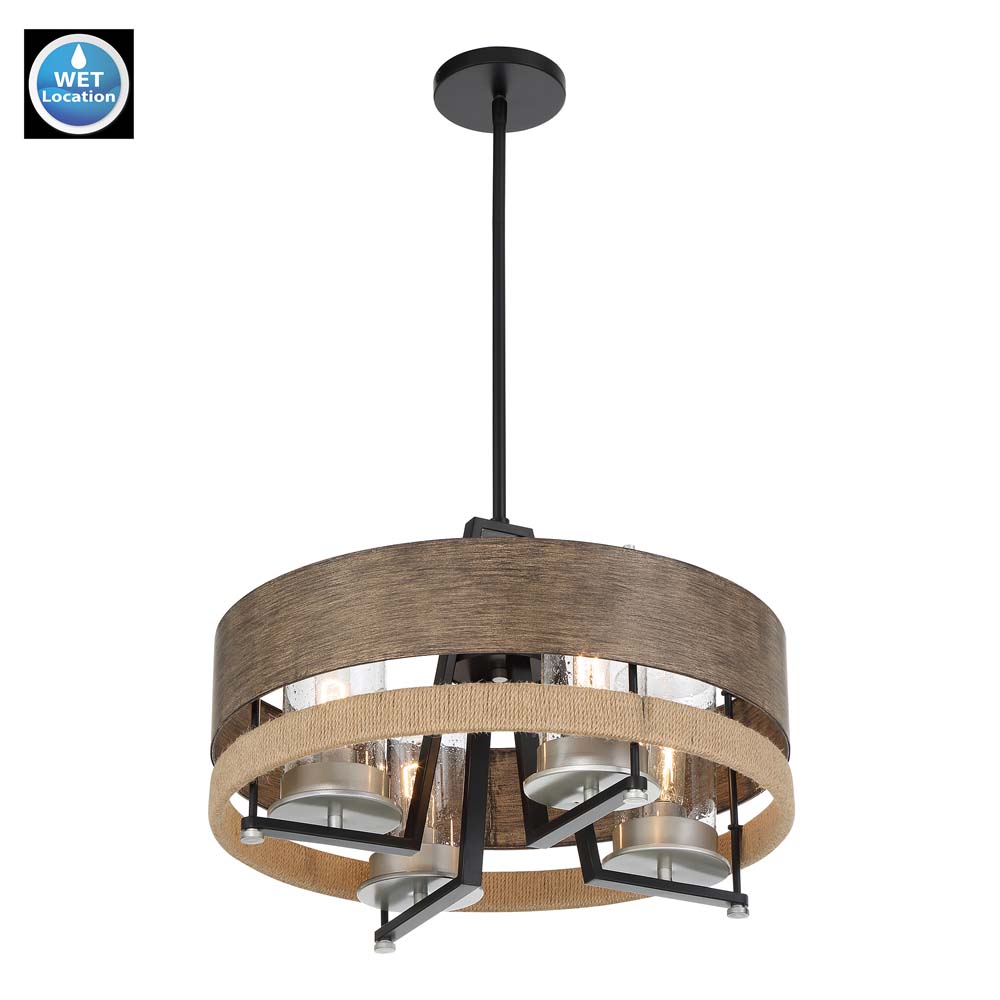 Silver Creek - 4 Light Outdoor Pendant Convertible to Semi Flush