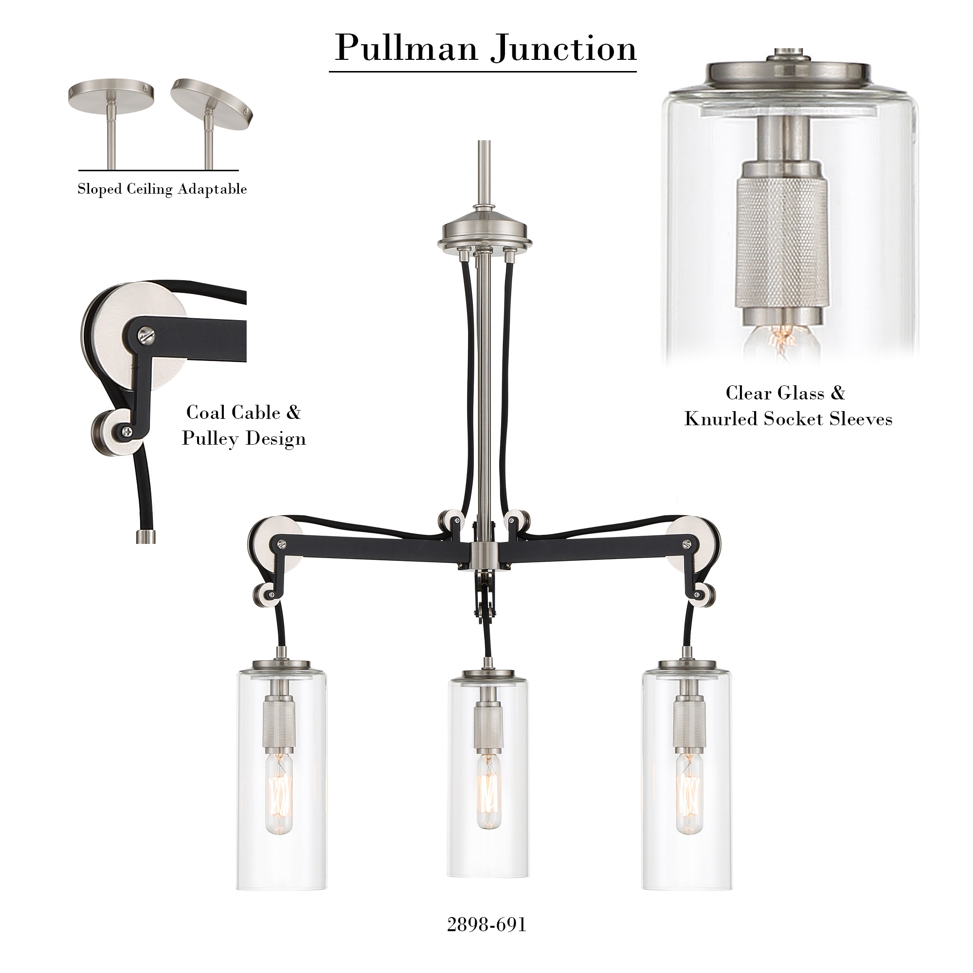 Pullman Junction - 3 Light Chandelier