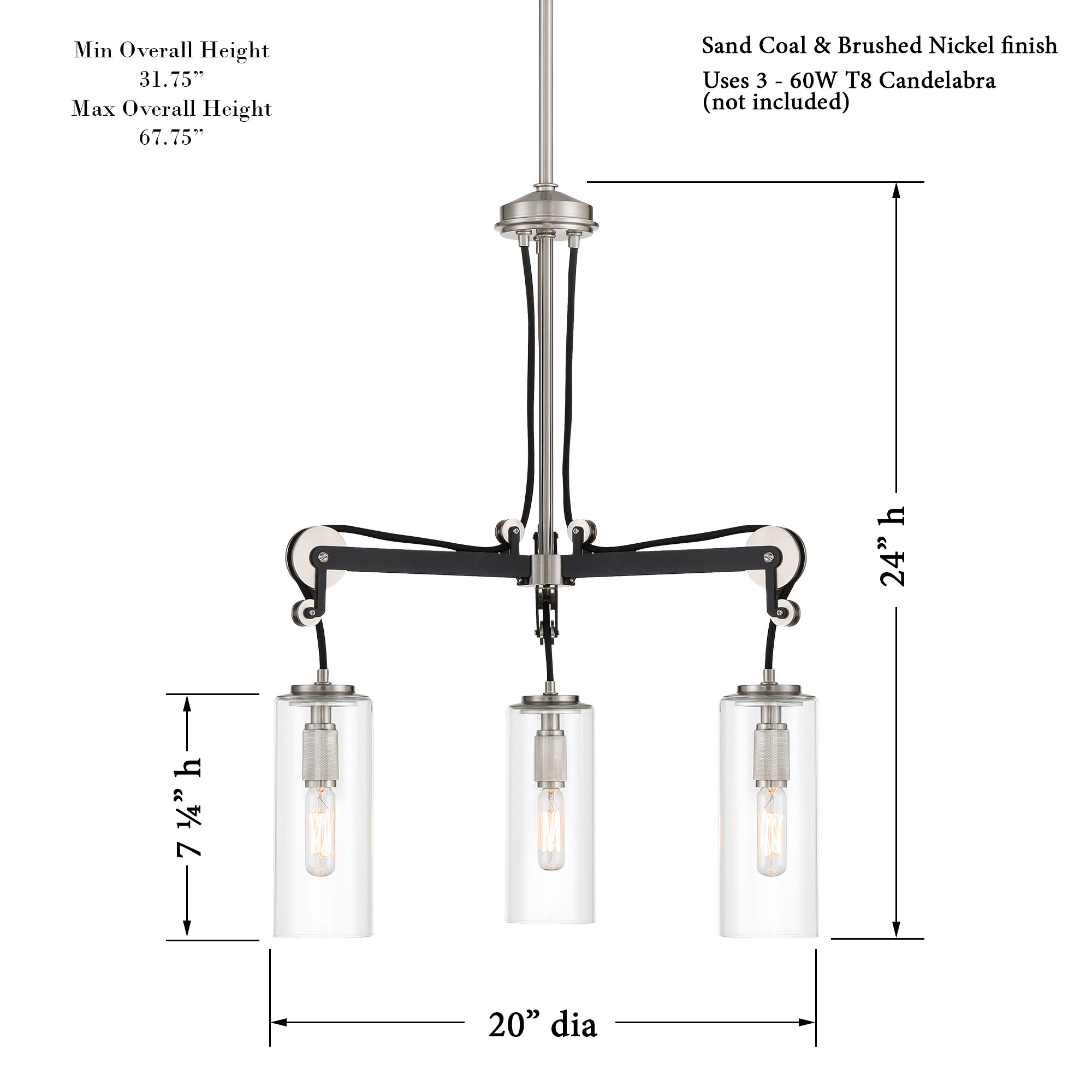 Pullman Junction - 3 Light Chandelier