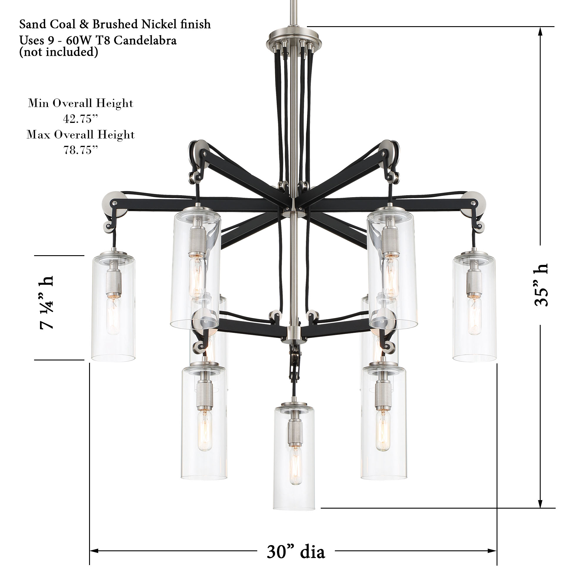Pullman Junction - 9 Light 2 Tier Chandelier