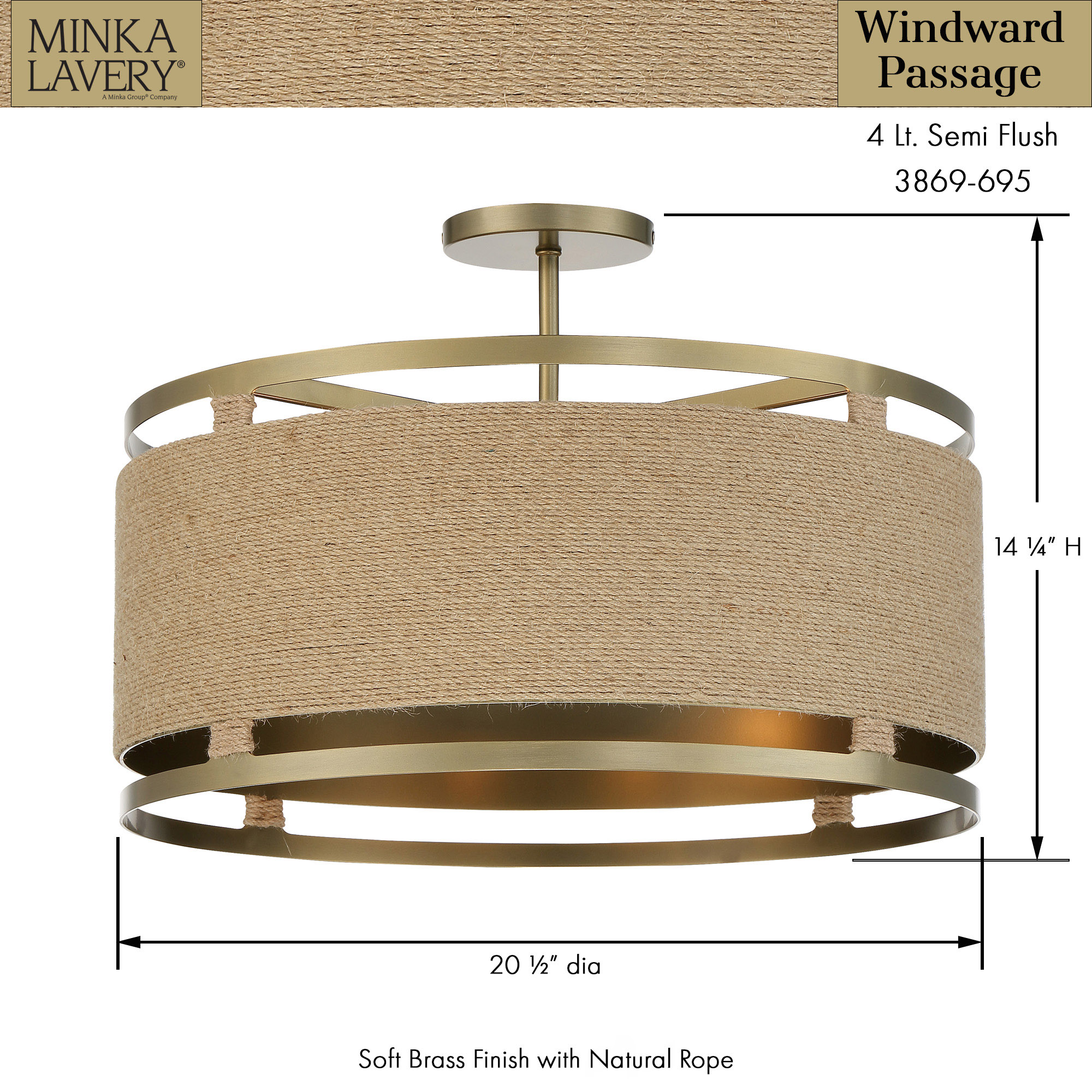 Windward Passage - 4 Light Semi Flush