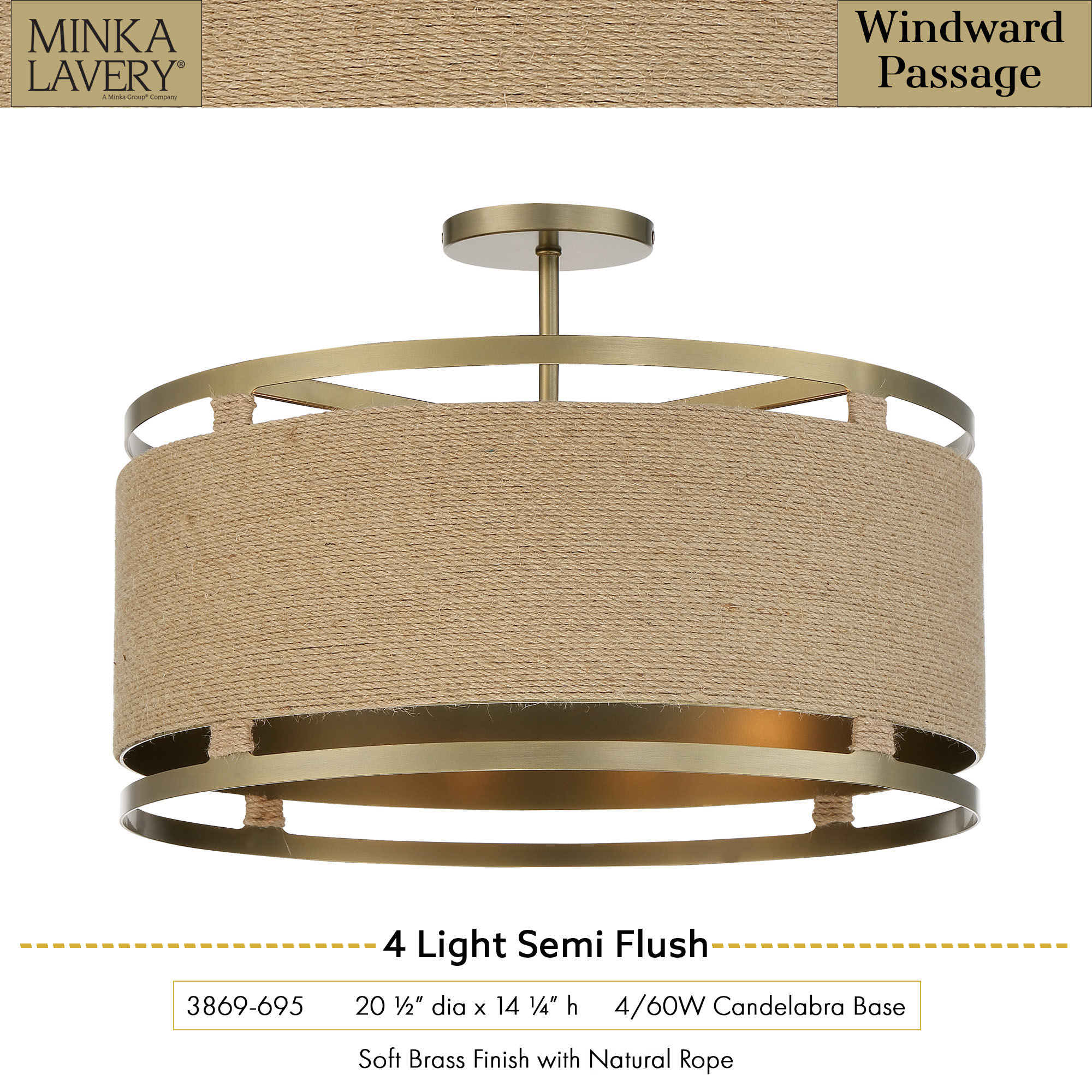 Windward Passage - 4 Light Semi Flush