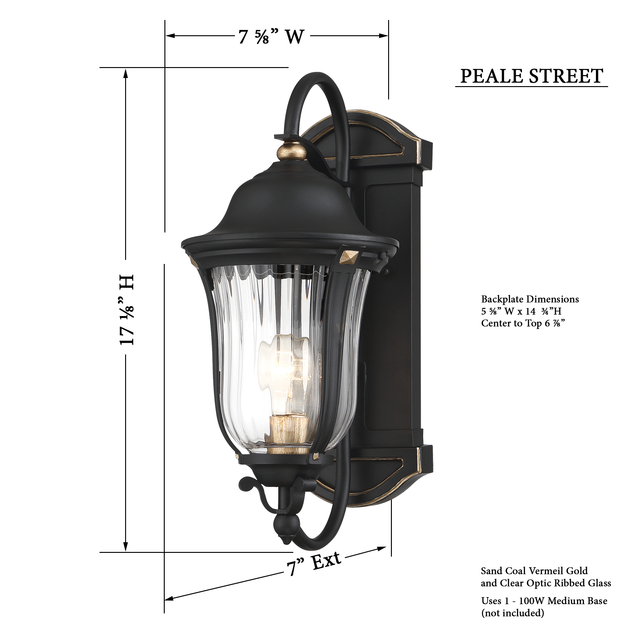 Peale Street - 1 Light Outdoor Wall Mount