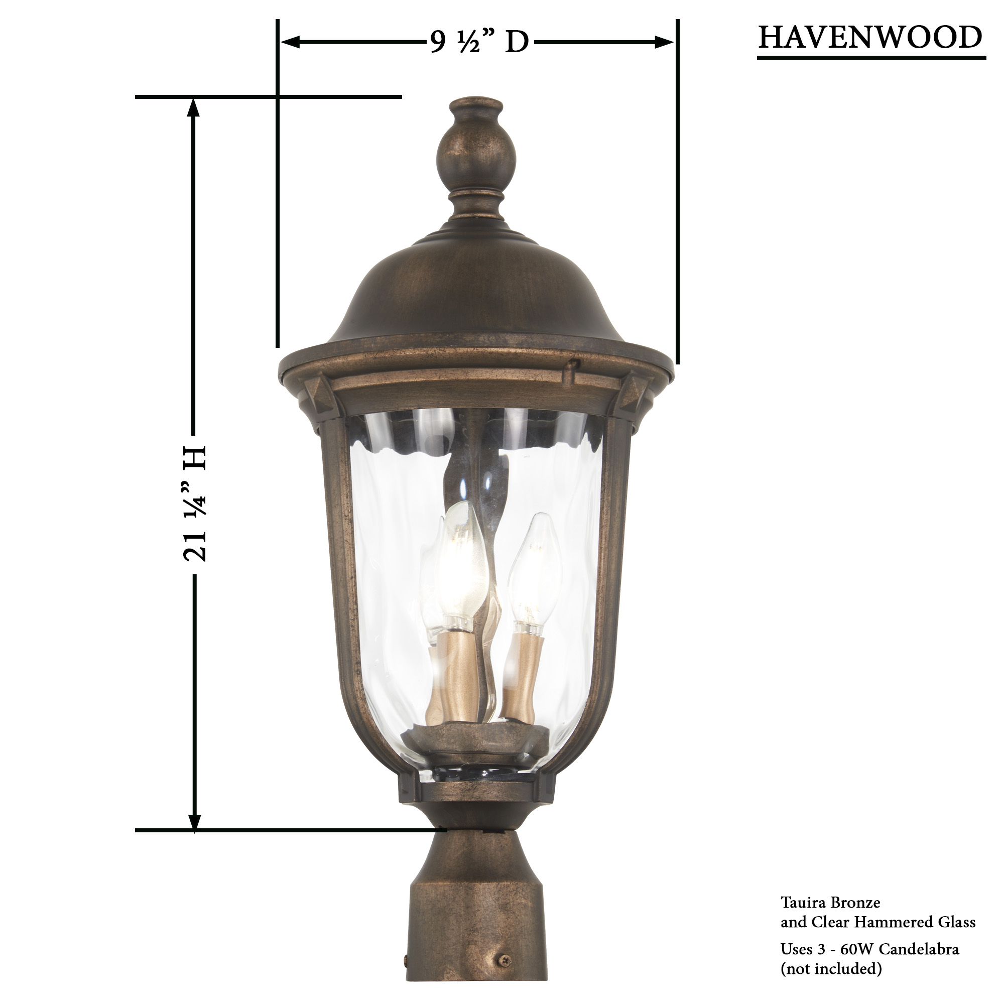 Havenwood - 3 Light Post Mount