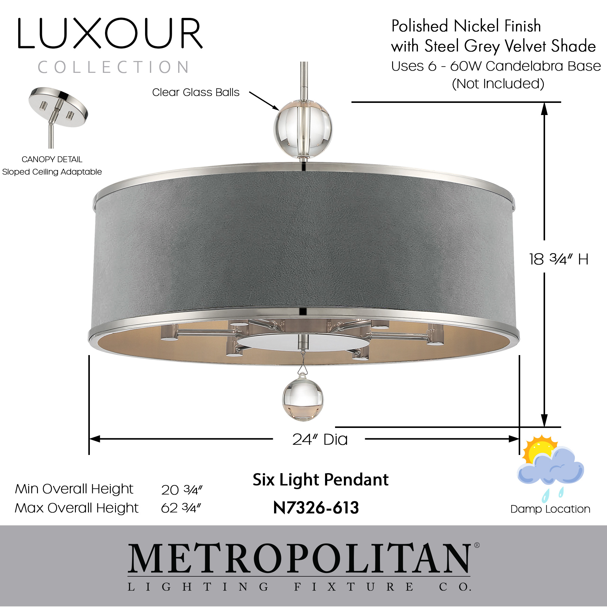 Luxour - 6 Light Pendant