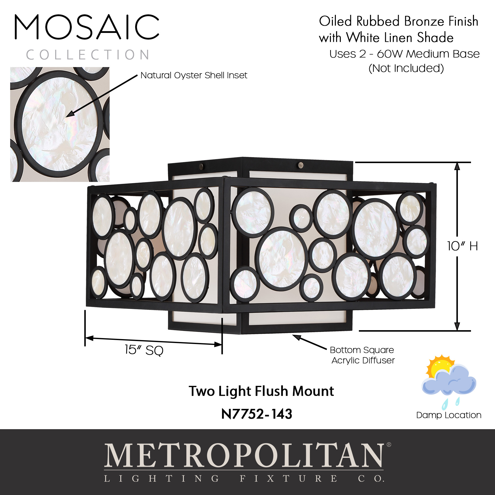 Mosaic - 2 Light Flush Mount
<!--MosaicEmail-->