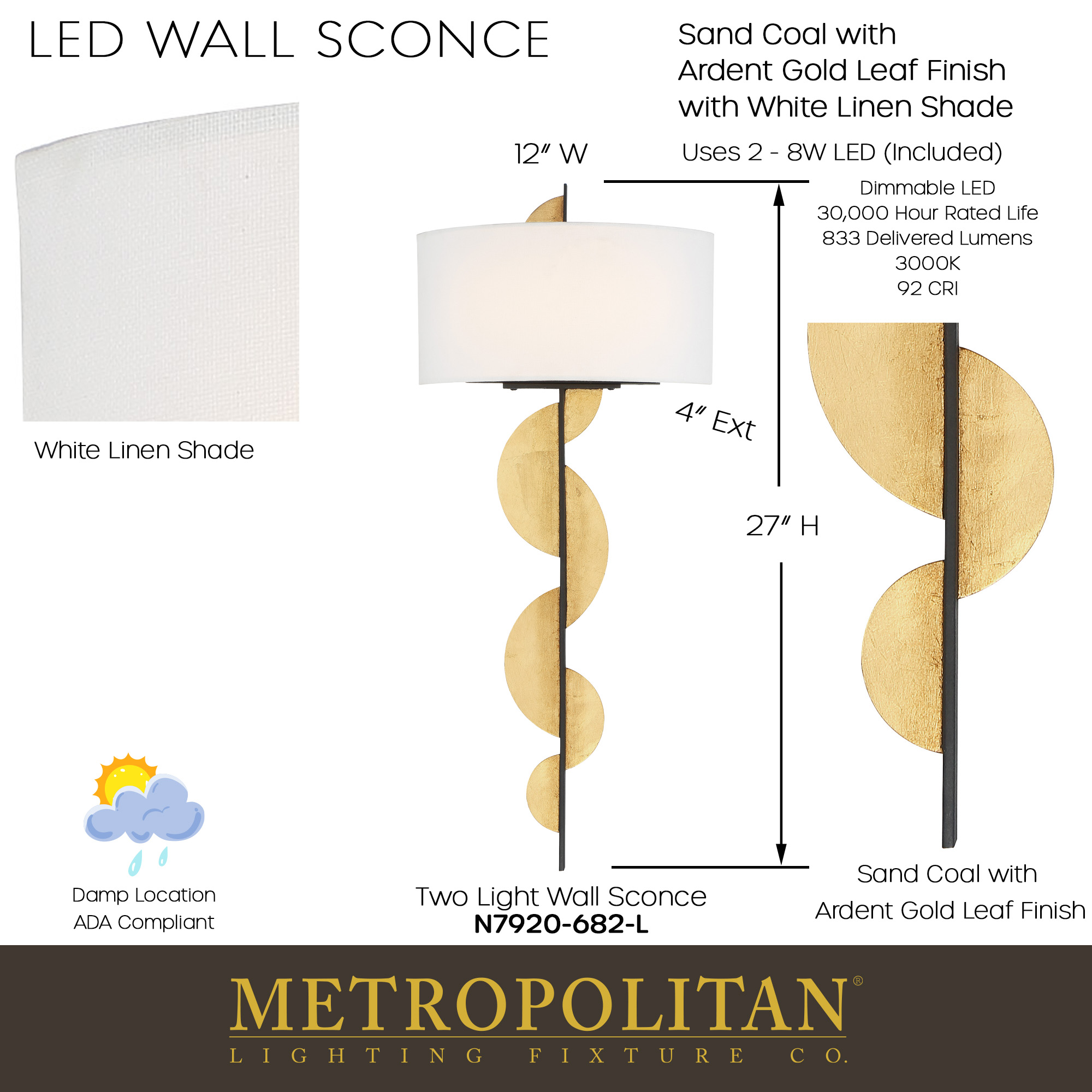 Navia - 2 Light LED Wall Sconce