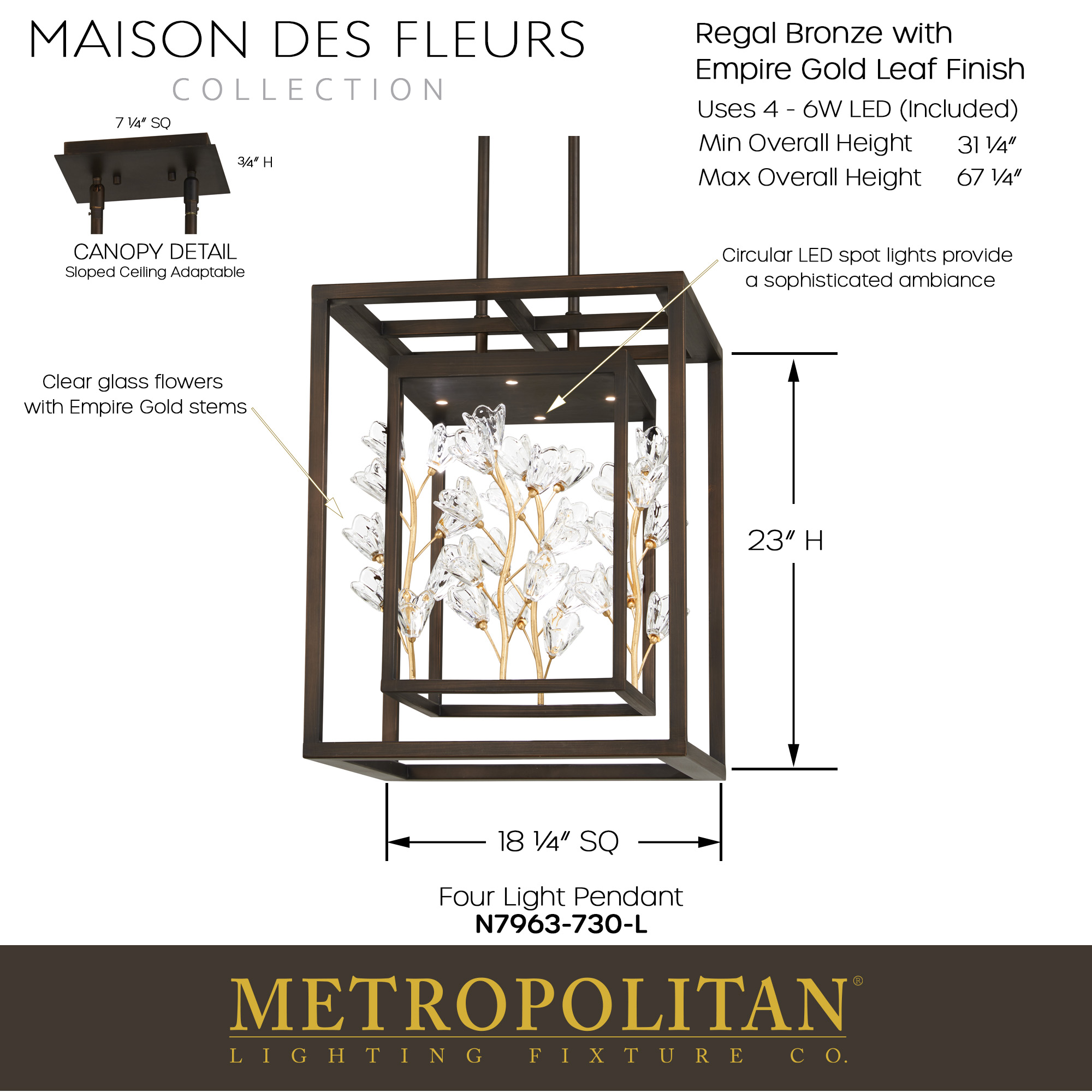Maison Des Fleurs - LED 4 Light Pendant