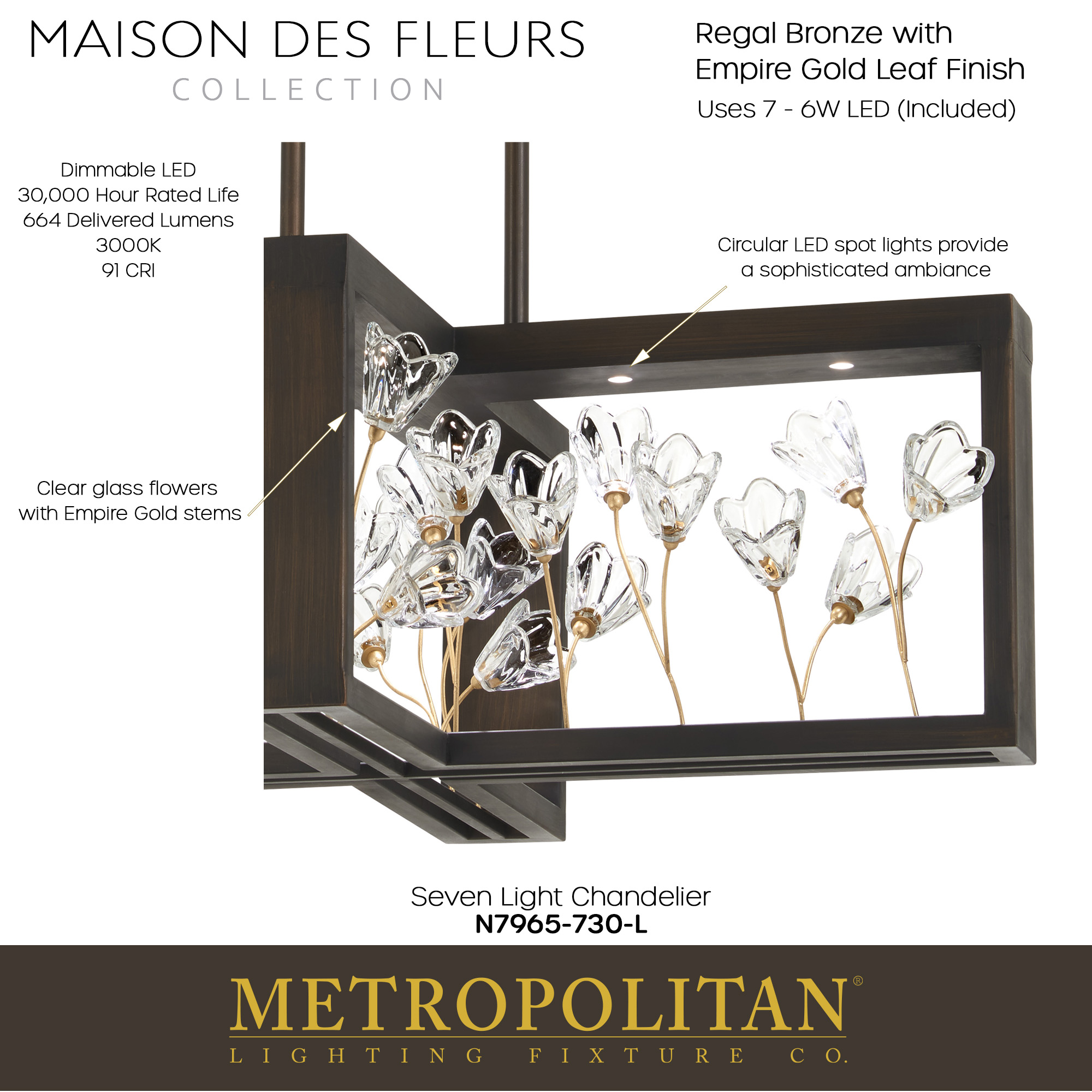 Maison Des Fleurs - LED 7 Light Chandelier
