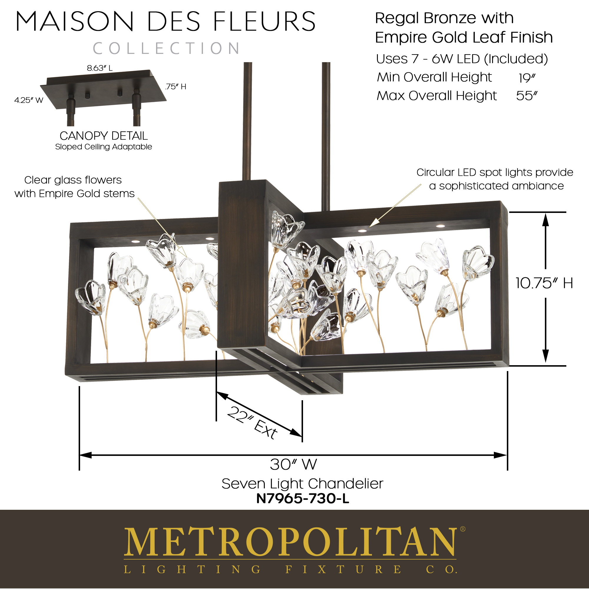 Maison Des Fleurs - LED 7 Light Chandelier