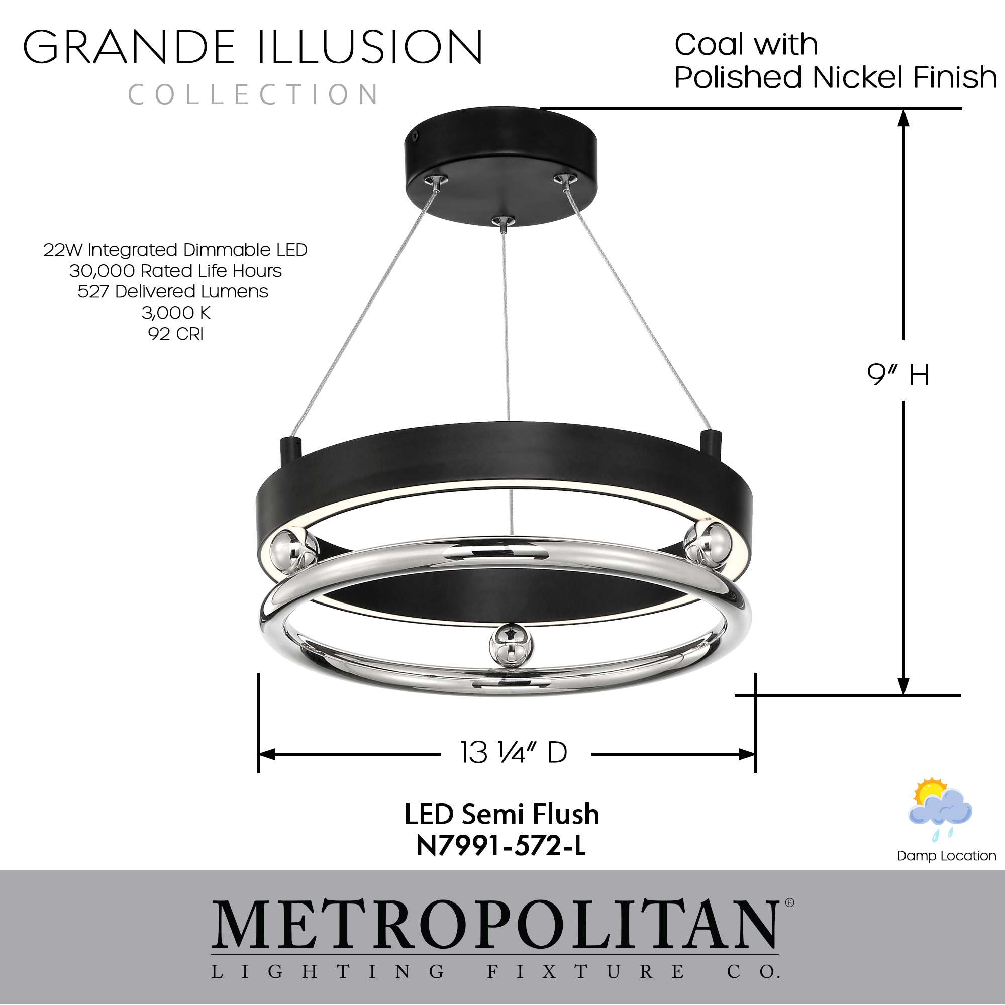 Grande Illusion - 13.25" LED Pendant