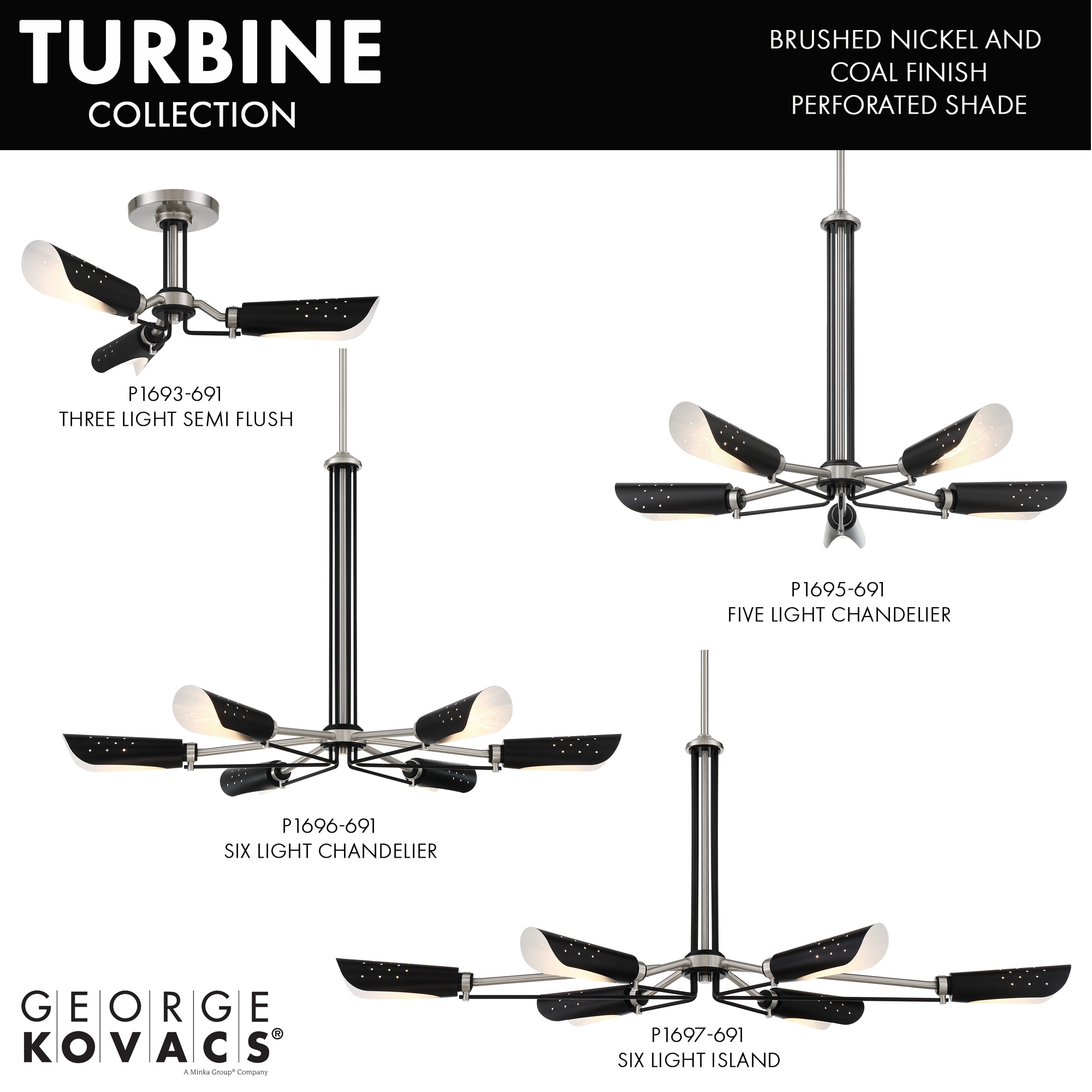 Turbine - 3 Light Semi Flush