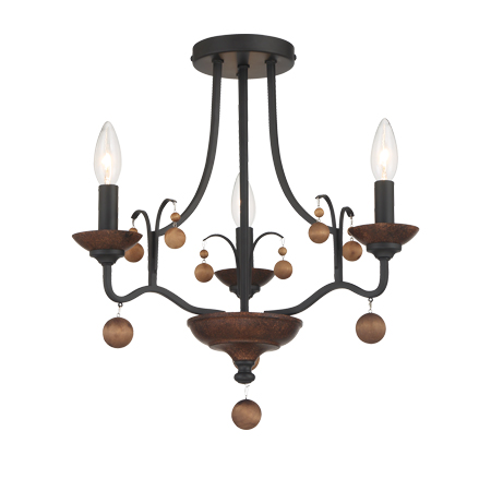 Colonial Charm - 3 Light Semi Flush