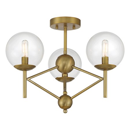 Auresa - 3 Light Semi Flush Fixture in Metal