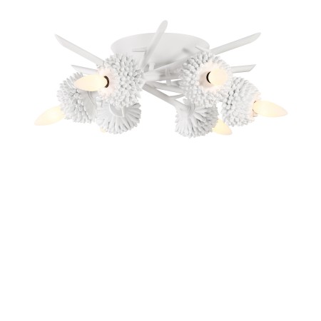 North Fork - 6 Light flush Mount in Sand White Finish