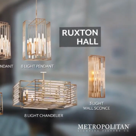 Ruxton Hall 8 Light Pendant with skyline gold leaf finish 